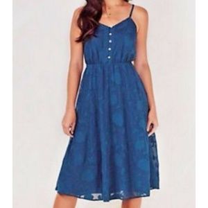 LC Lauren Conrad Teal Floral Midi Dress